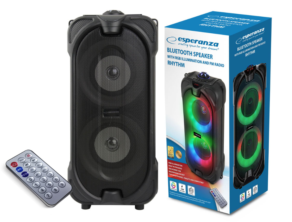 Głośnik bezprzewodowy Bluetooth Esperanza RYTHM LED RGB