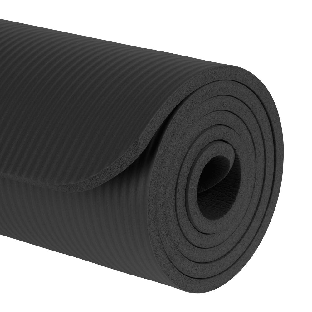 Mata gimnastyczna do ćwiczeń joga pilates fitness 183x61cm grubość 1,5cm REBEL ACTIVE - kolor czarny