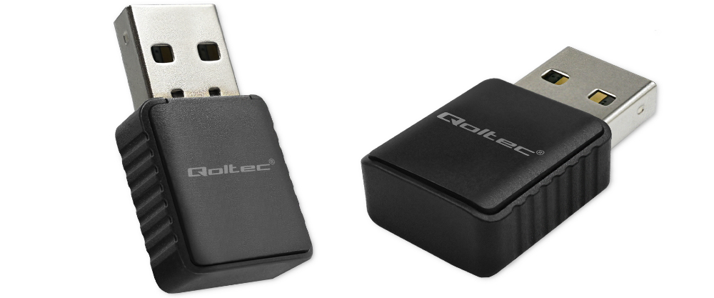 Bezprzewodowy Ultra szybki DUAL mini WiFi adapter 2x 2dBi Qoltec standard AC USB 3.0 1300Mbps