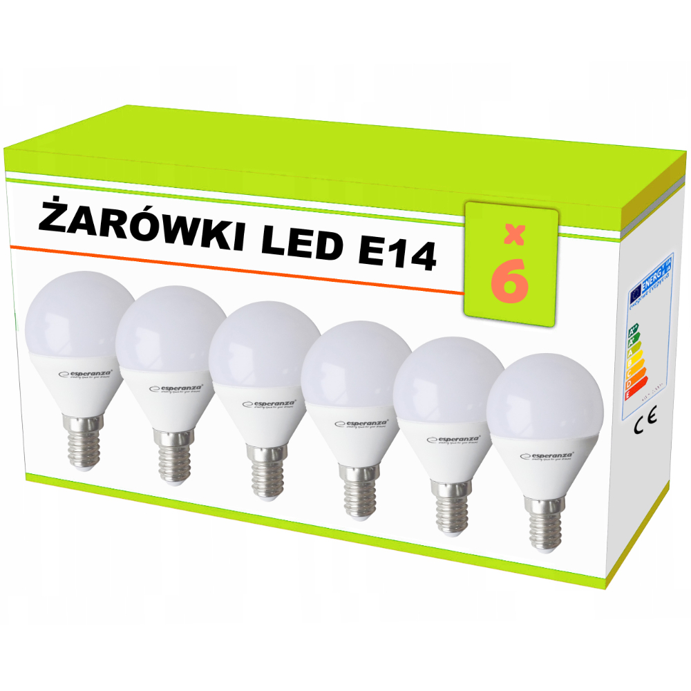 6x Żarówka LED Esperanza G45 E14 5W AC230V ciepły biały - zestaw 6 sztuk