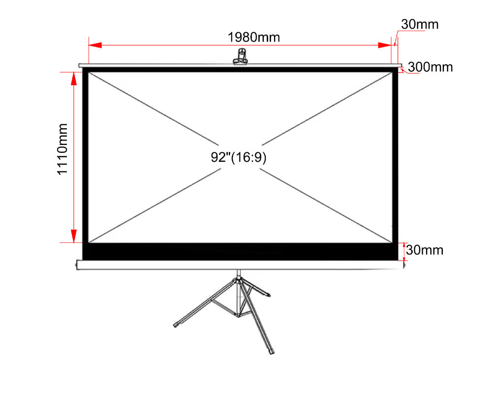 Ekran ręczny na statywie ART TA-92 16:9 92" 203x114cm