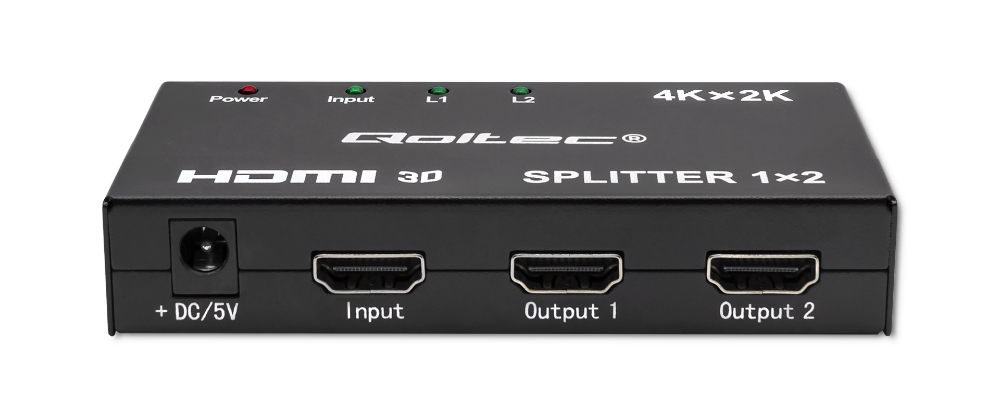 Aktywny rozdzielacz Splitter 2 x HDMI 4K x 2K Qoltec 3.4Gb/s High stability