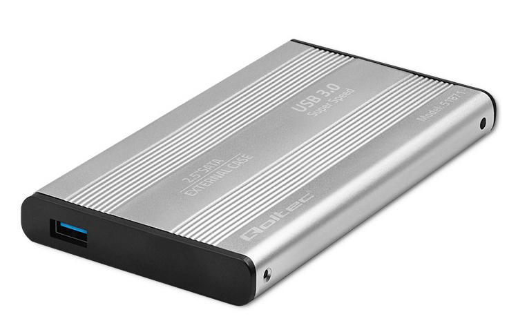 Aluminiowa obudowa zewnętrzna USB 3.0/SATA3 Qoltec dla dysków HDD/SSD 2.5" - srebrny