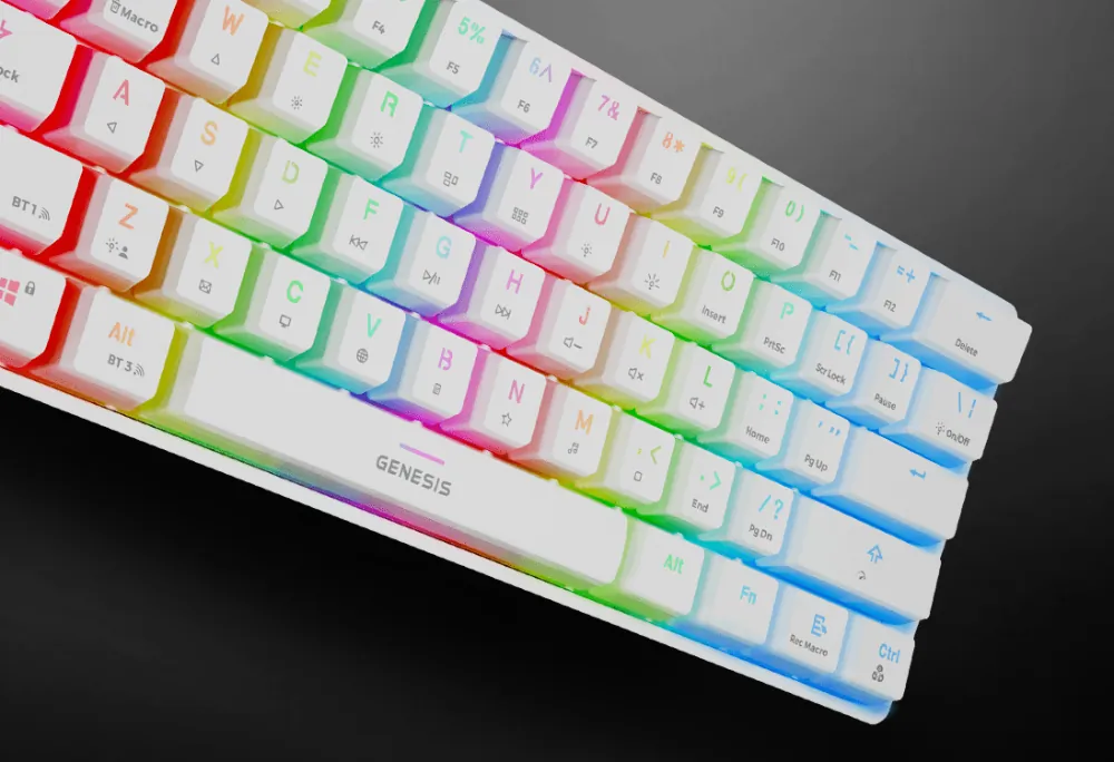 Bezprzewodowa klawiatura gamingowa mechaniczna Genesis THOR 660 podświetlana RGB - biała