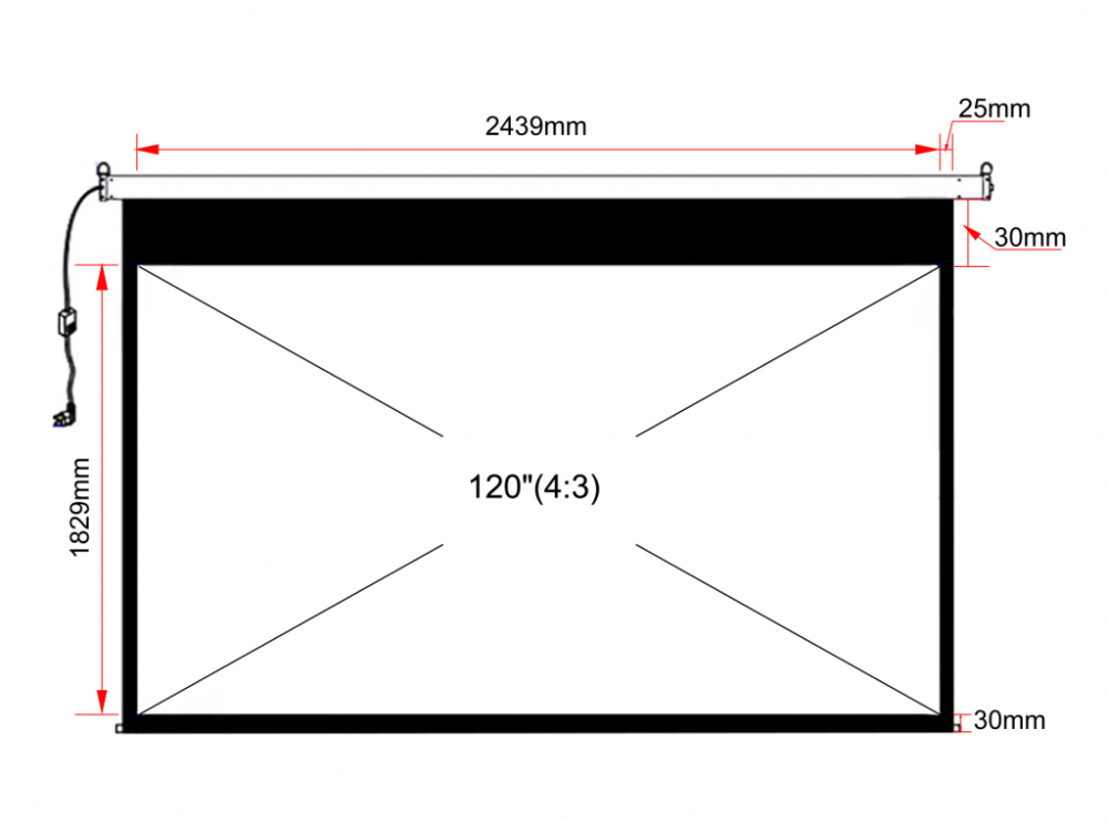 Elektryczny ekran projekcyjny ART EA-120 4:3 120" 183x244cm z pilotem