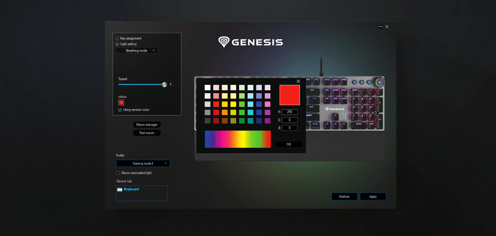 Klawiatura mechaniczna Genesis THOR 400 RGB podświetlana gamingowa dla graczy
