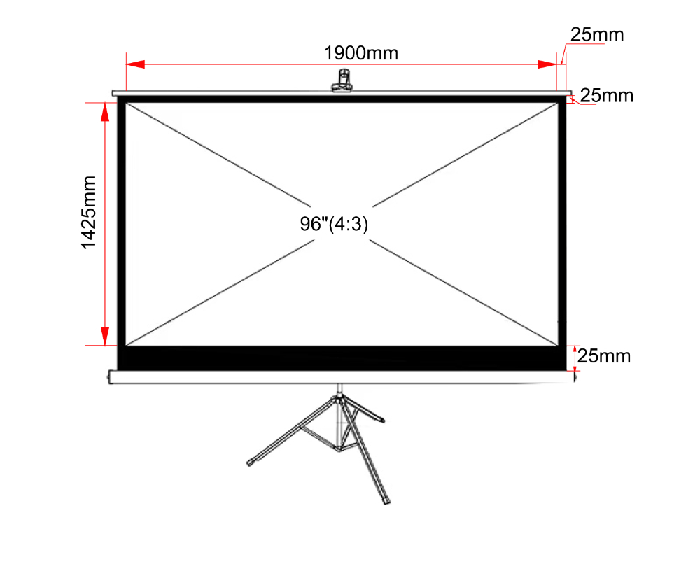 Ekran ręczny na statywie ART TA-96 4:3 96" 146x195cm