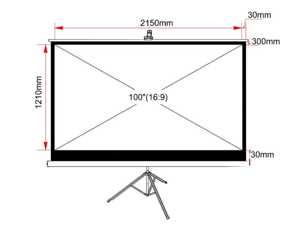 Ekran ręczny na statywie ART TA-100 16:9 100" 221x124cm