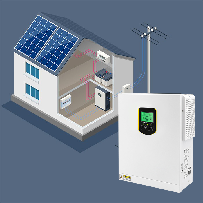 Hybrydowy inwerter solarny Qoltec Off-Grid 2.5kVA 2.5kW 100A MPPT LCD BMS SINUS