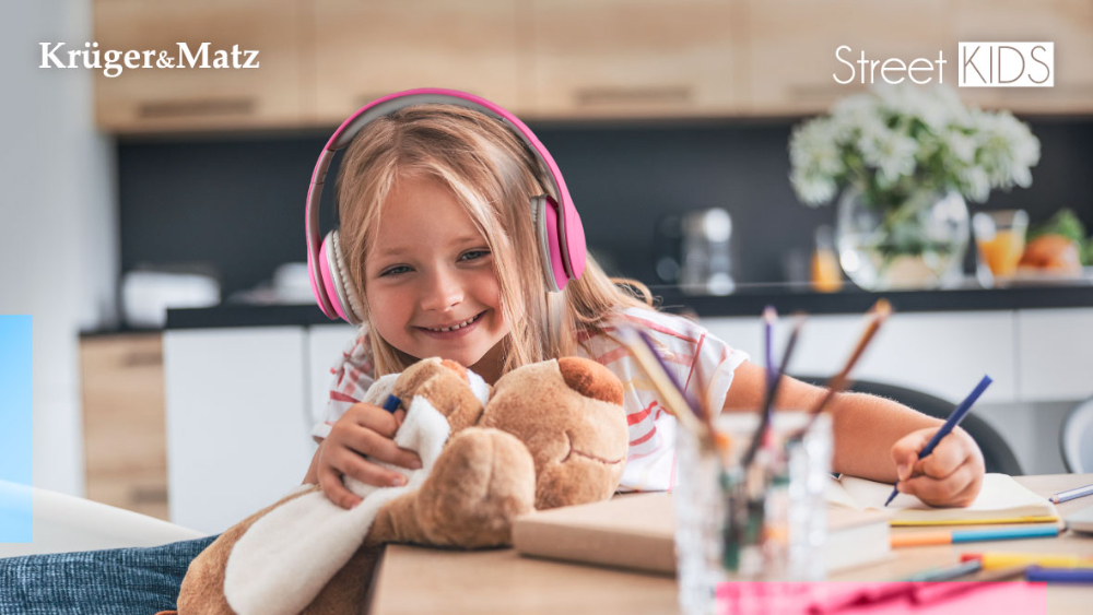 Słuchawki bezprzewodowe bluetooth dla dzieci Kruger&Matz Street Kids różowe