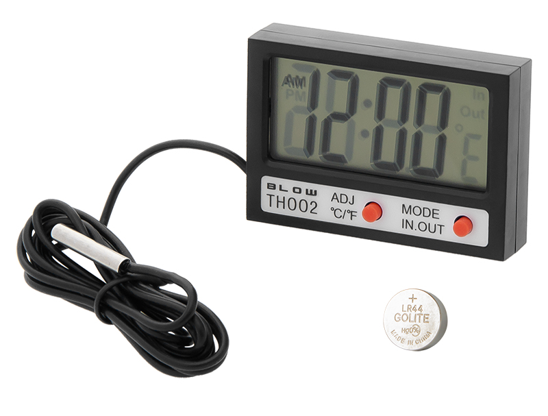 Termometr panelowy BLOW TH002 LCD + zegar