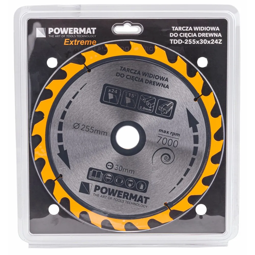 Tarcza widiowa do drewna 255x30 24 zęby Powermat TDD-255x30x24Z