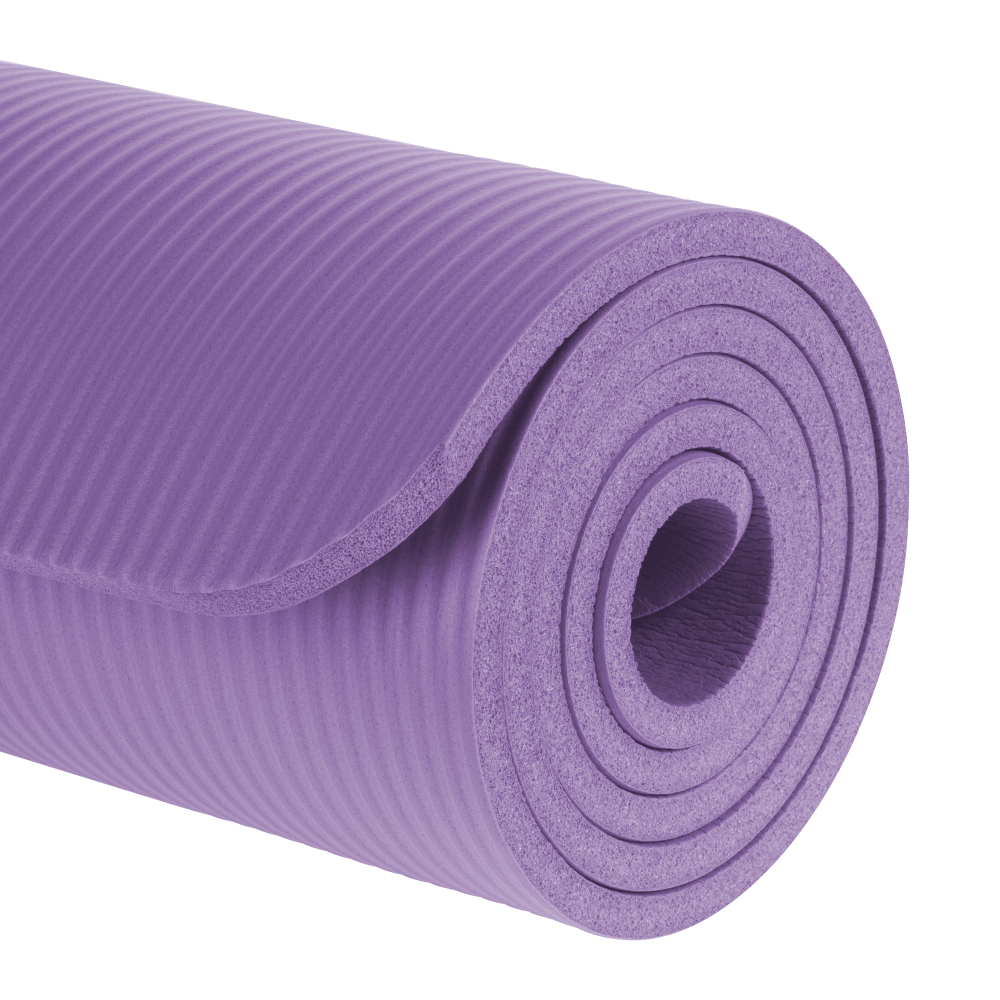 Mata gimnastyczna do ćwiczeń joga pilates fitness 183x61cm grubość 1,5cm REBEL ACTIVE - kolor fioletowy