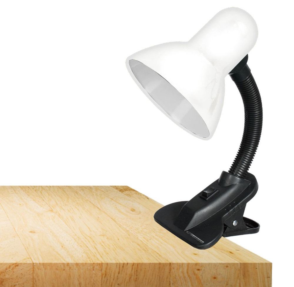 Lampka biurkowa z klipsem E27 Esperanza PROCYON - biała