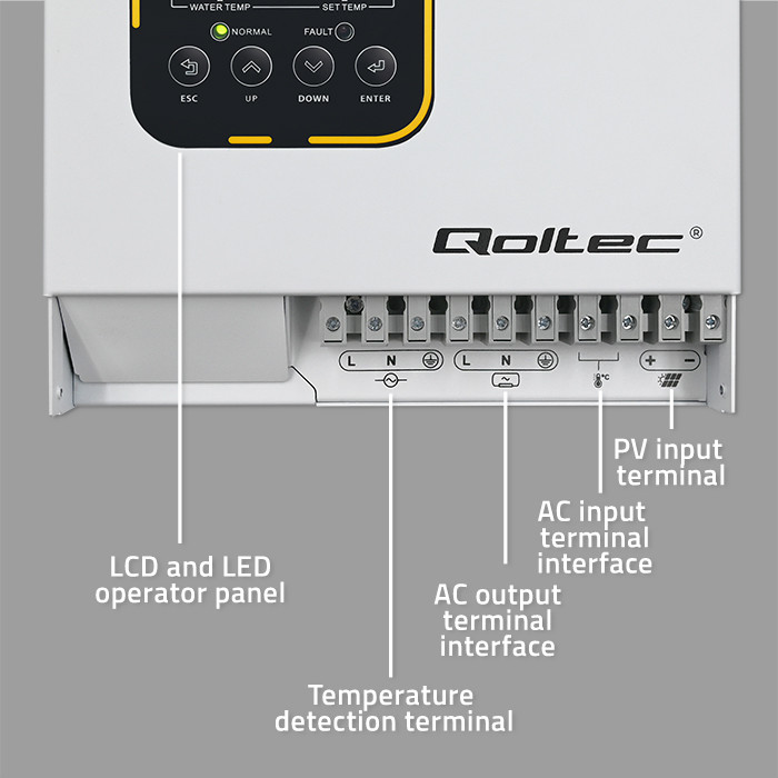 Inwerter przetwornica solarna do grzania wody Qoltec ECO Solar Boost MPPT BYPASS LCD 4kW