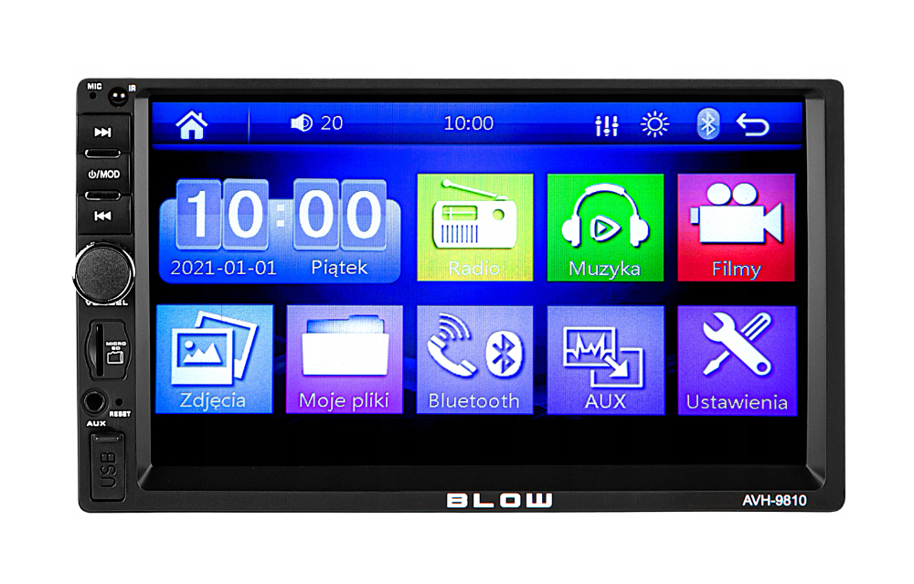 Radio samochodowe BLOW  AVH-9810 2DIN 7" Bluetooth FM SD USB AUX pilot