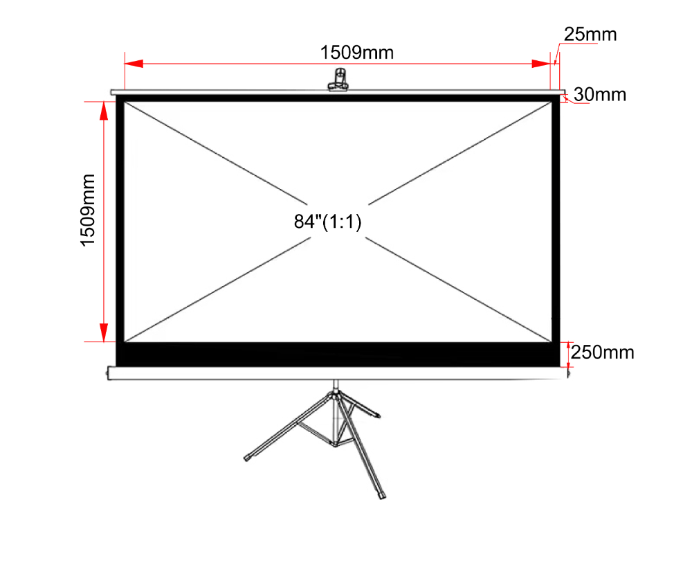 Ekran ręczny na statywie ART TA-84 1:1 84" 213x213cm