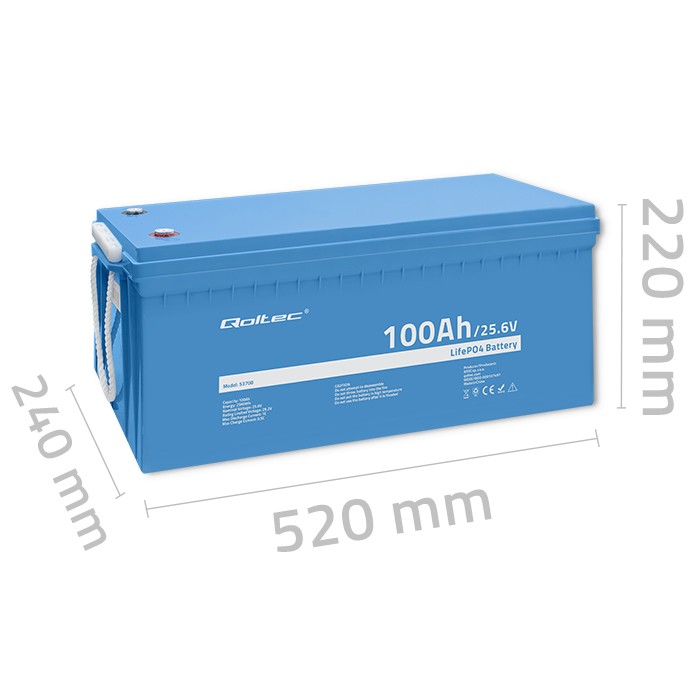 Akumulator LiFePO4 litowo-żelazowo-fosforanowy Qoltec 25.6V 100Ah 2560Wh BMS