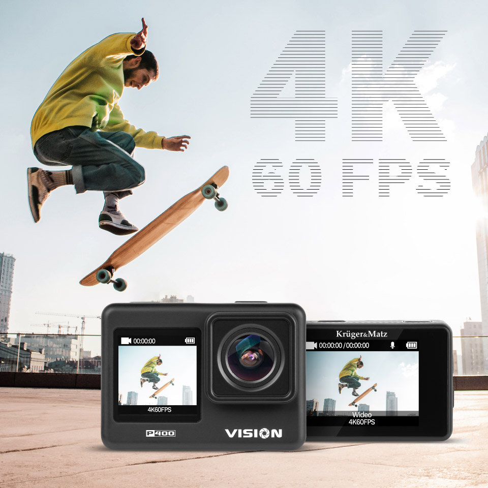 Kamera sportowa Kruger&Matz Vision P400 4K Wi-Fi + akcesoria