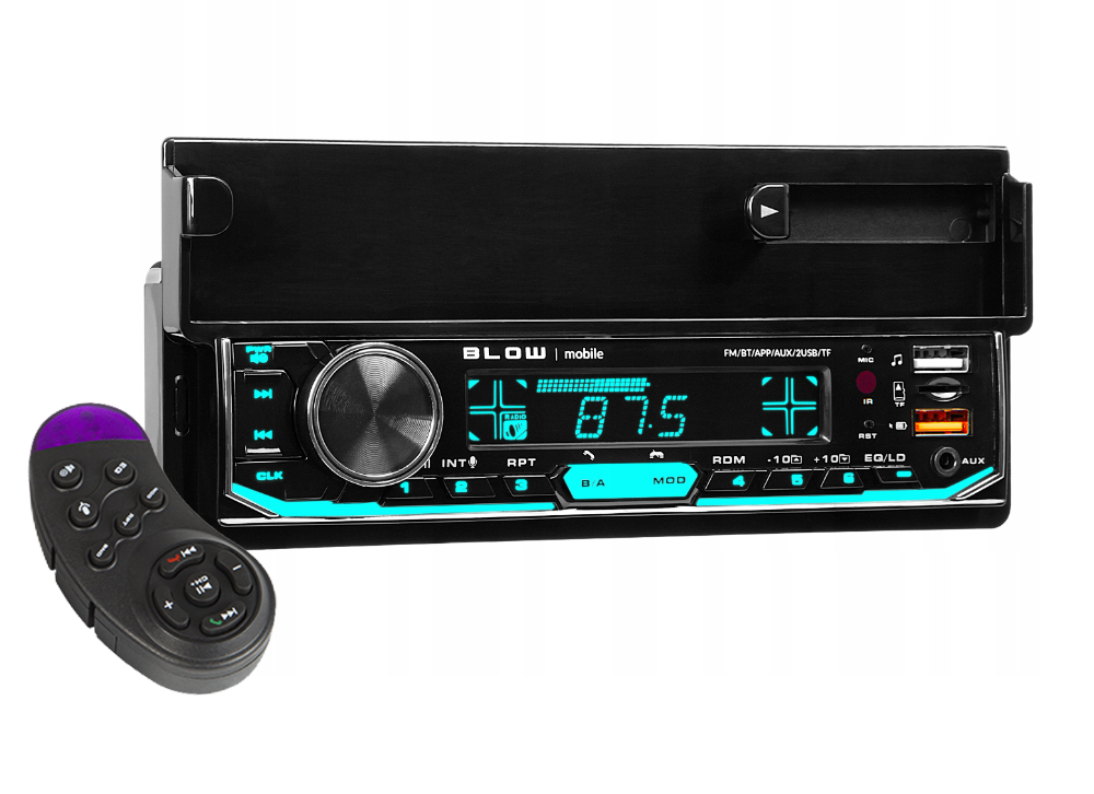 Radio samochodowe BLOW AVH-8970 z uchwytem na telefon Bluetooth 2xUSB SD aplikacja + pilot na kierownicę