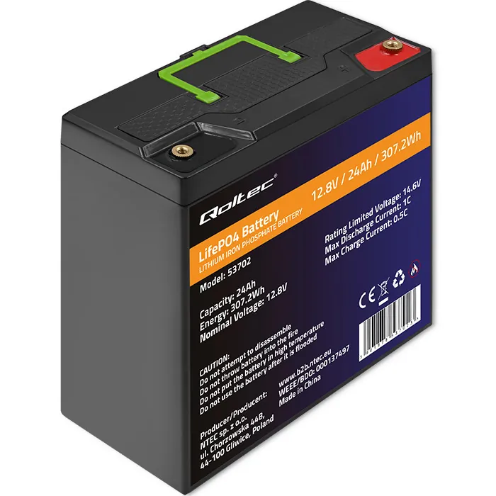 Akumulator LiFePO4 litowo-żelazowo-fosforanowy Qoltec 12.8V 24Ah 307.2Wh BMS