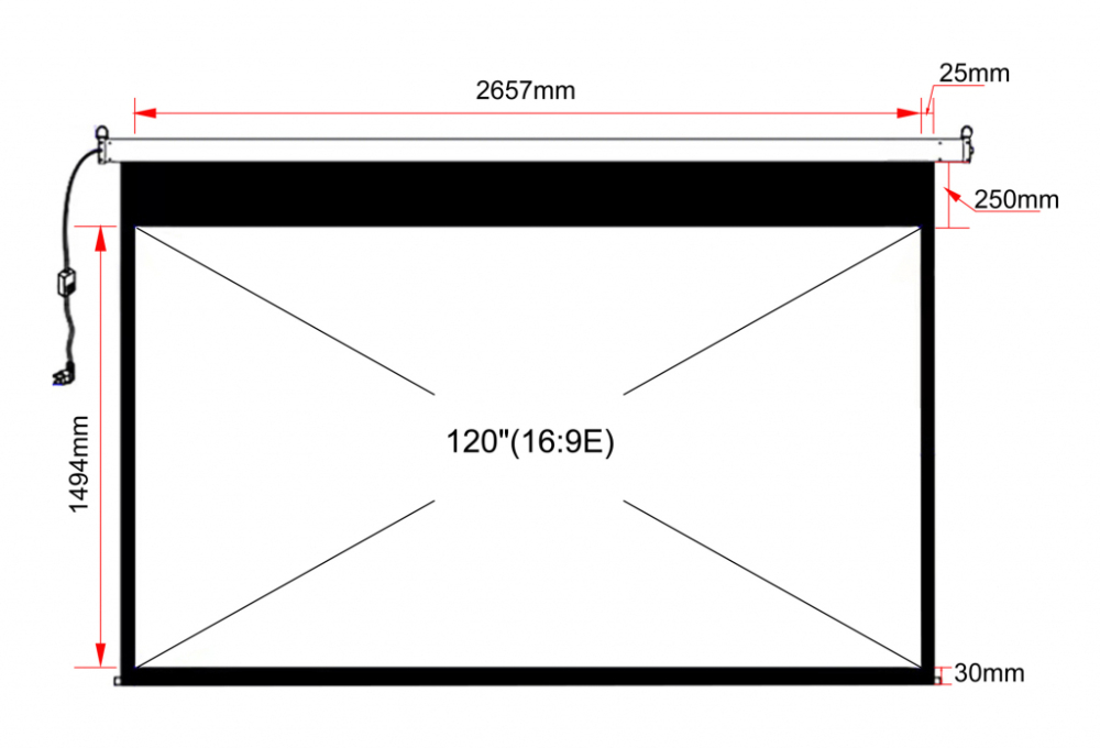 Elektryczny ekran projekcyjny ART EA-120 16:9 120" 150x266cm z pilotem