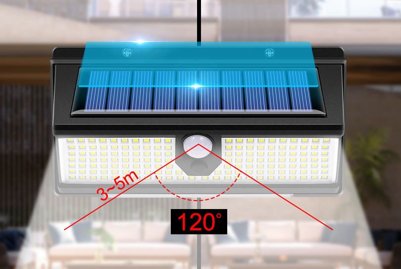 Lampa ścienna solarna LED LTC 30W z czujnikiem ruchu i zmierzchu