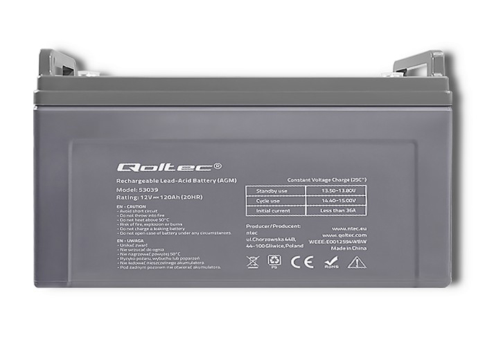 Akumulator AGM Qoltec 12V 120Ah max. 1440A