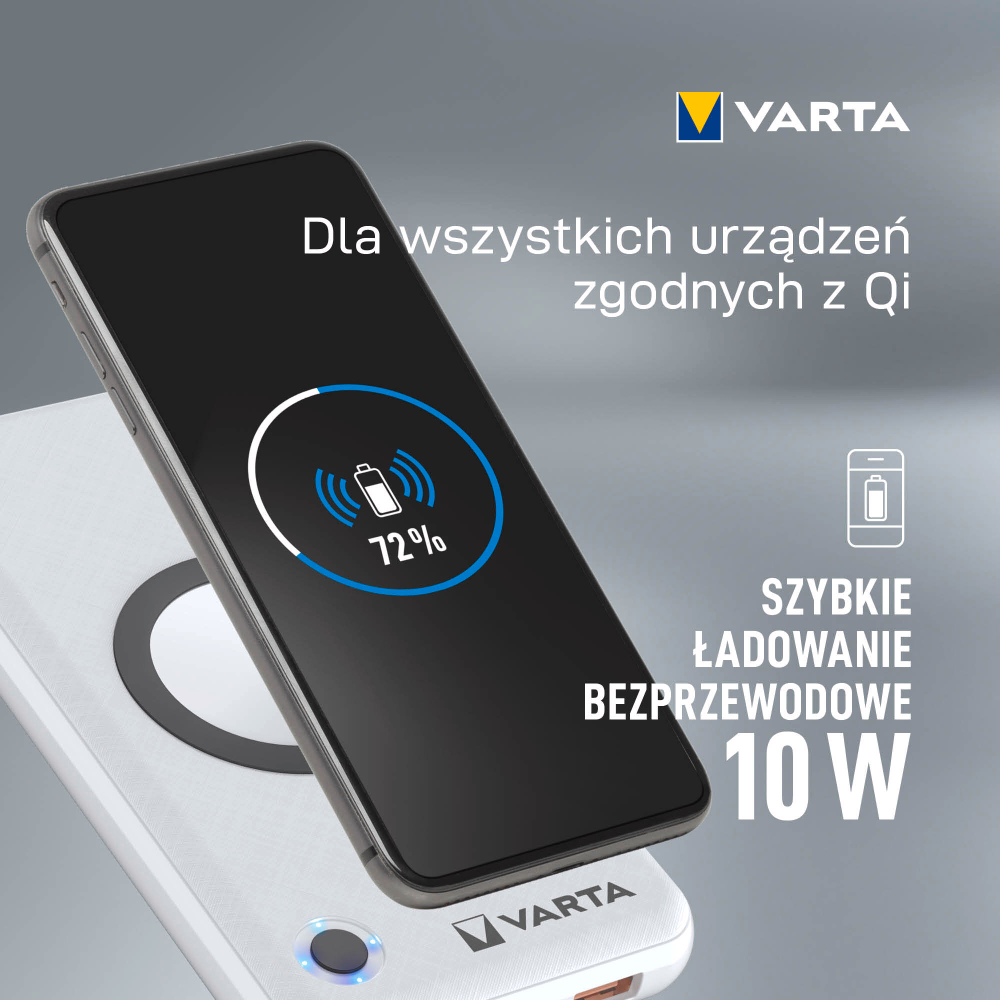 Powerbank VARTA Wireless Power Banks 2w1 ładowarka indukcyjna 15000mAh 2xUSB QC USB-C PD