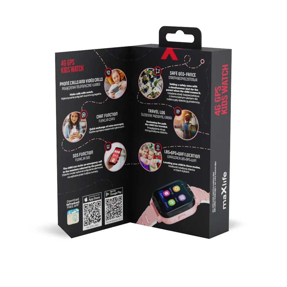 Zegarek smartwatch Maxlife MXKW-350 GPS WiFi dla dzieci różowy