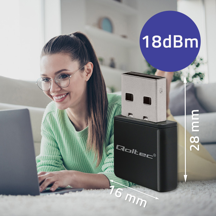 Bezprzewodowy Ultra szybki mini adapter NANO Wi-Fi Qoltec standard N USB 2.0 300Mbps