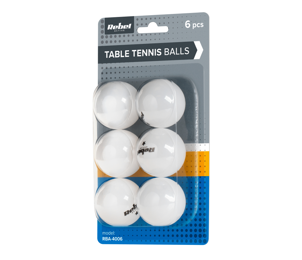 Zestaw piłeczek do tenisa stołowego REBEL ACTIVE materiał PP - 6 szt