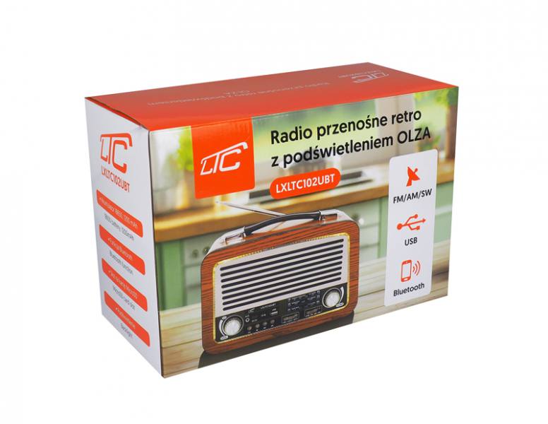 Radio przenośne z podświetleniem LTC OLZA RETRO Bluetooth USB