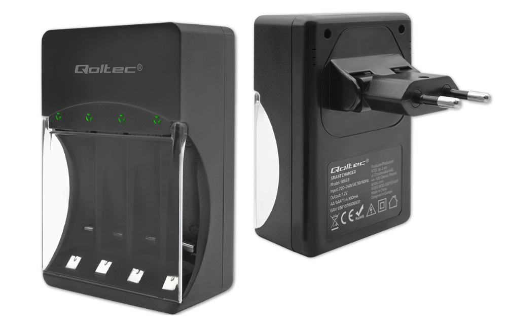 Ładowarka do akumulatorków Ni-MH typu R03/AAA R6/AA Qoltec 300mA