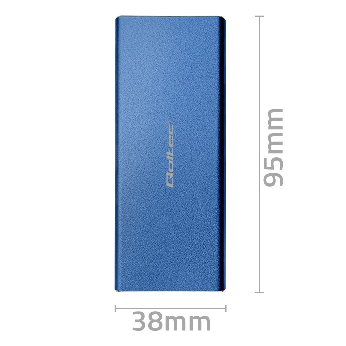 Aluminiowa obudowa zewnętrzna USB 3.0/M.2 SSD SATA NGFF Qoltec Super speed 5Gb/s 2TB - niebieski