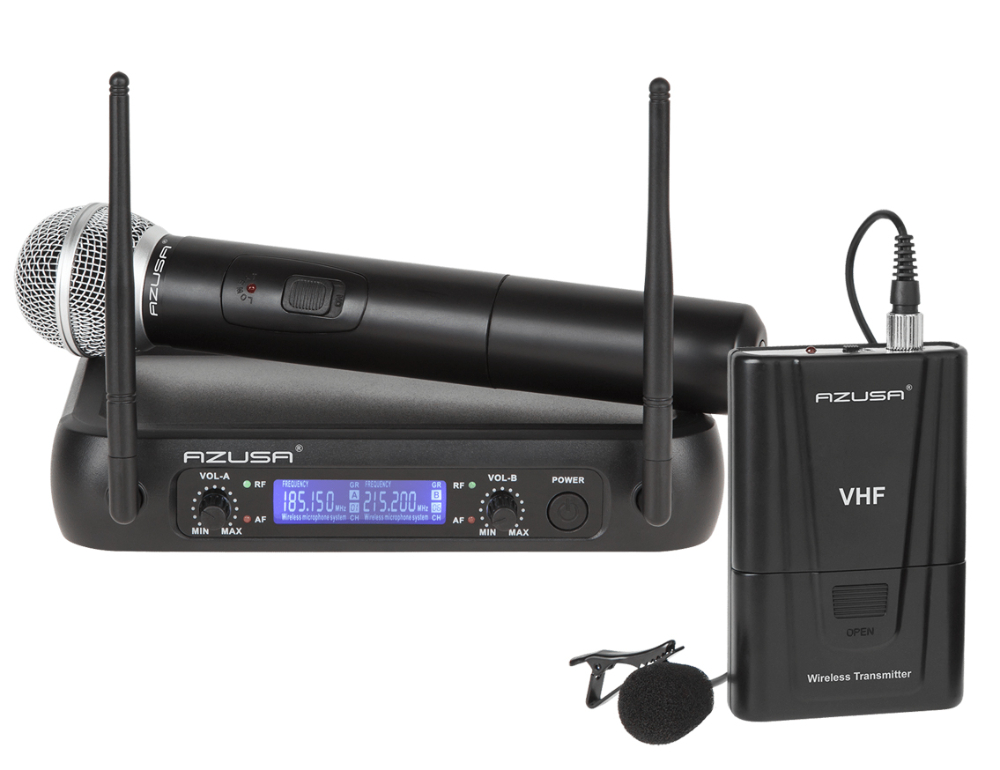 System 2 mikrofonów bezprzewodowych 1x mikrofon do ręki + 1x klip Azusa WR-358LD