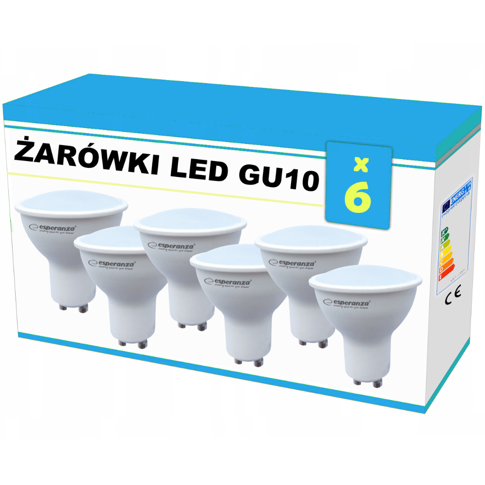 6x Żarówka LED Esperanza GU10 4W AC230V ciepły biały - zestaw 6 sztuk