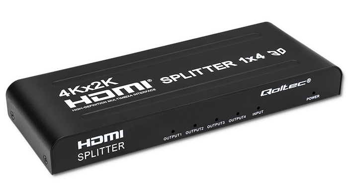 Aktywny rozdzielacz Splitter 4 x HDMI 4K x 2K Qoltec 3.4Gb/s High stability