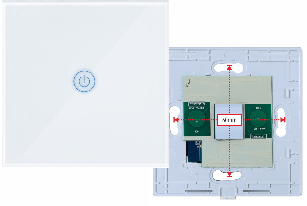 Dotykowy włącznik światła ZIGBEE 3.0 ART szklany pojedynczy - biały