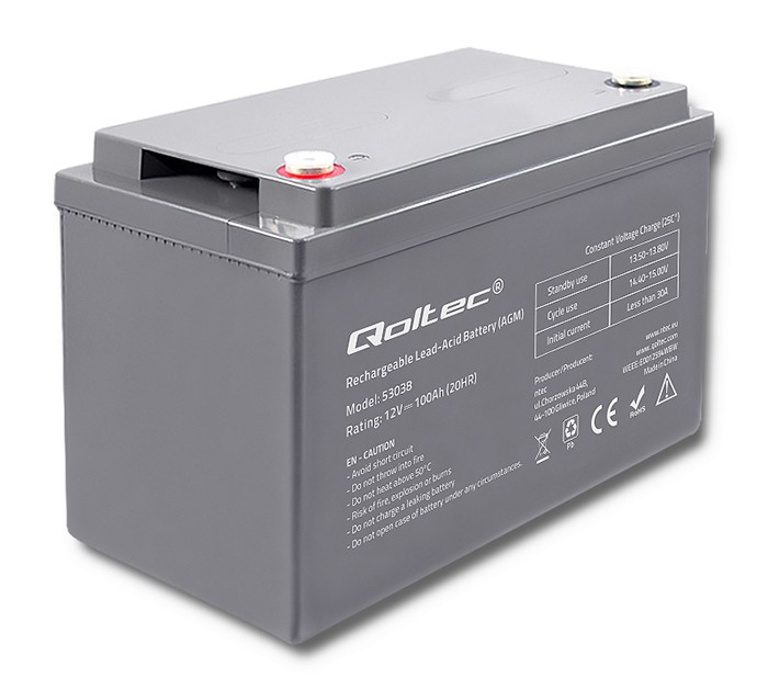 Akumulator AGM Qoltec 12V 100Ah max. 1200A