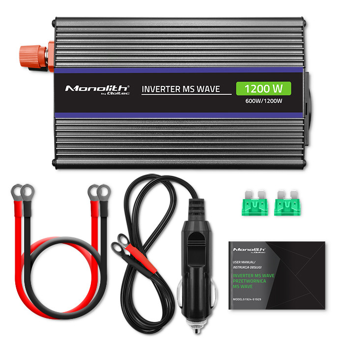 Przetwornica napięcia Qoltec Monolith 1200 MS Wave 12V/230V 600W/1200W USB