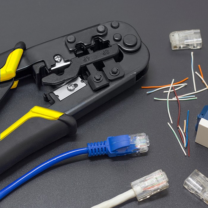 Modułowa zaciskarka do cięcia i zaciskania kabli Qoltec Ethernet 8P 6P