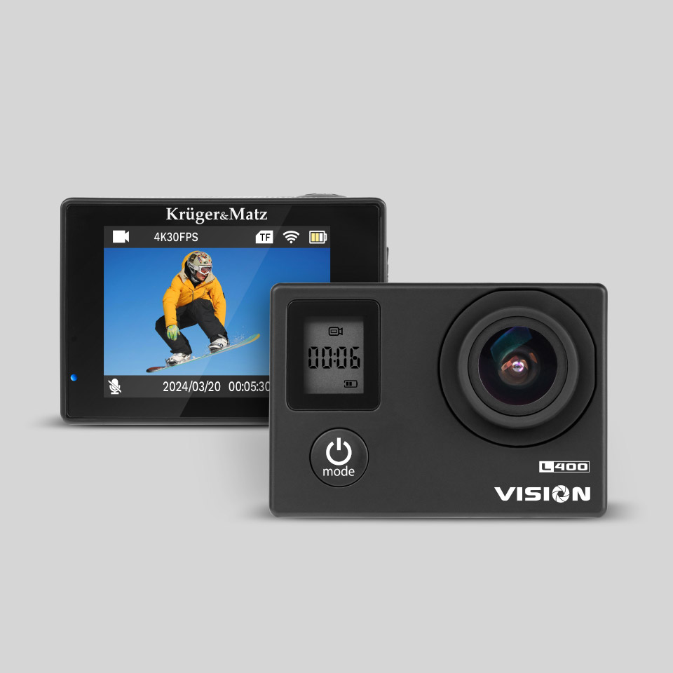 Kamera sportowa Kruger&Matz Vision L400 4K Wi-Fi + akcesoria