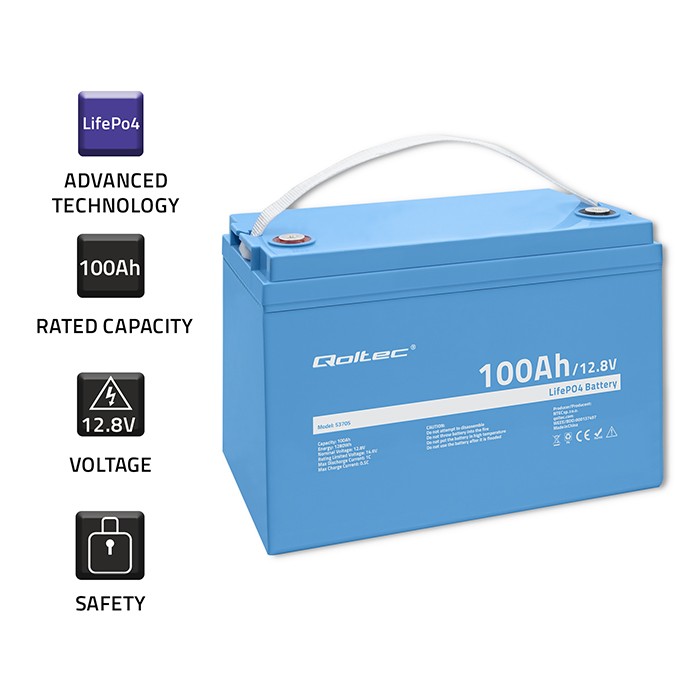 Akumulator LiFePO4 litowo-żelazowo-fosforanowy Qoltec 12.8V 100Ah 1280Wh BMS
