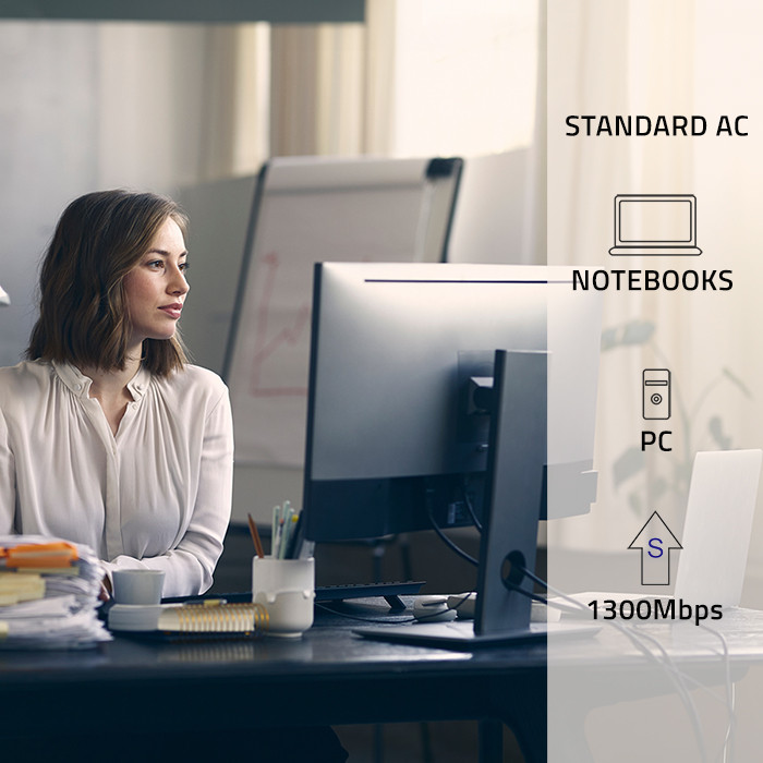 Bezprzewodowy Ultra szybki DUAL mini WiFi adapter 2x 2dBi Qoltec standard AC USB 3.0 1300Mbps