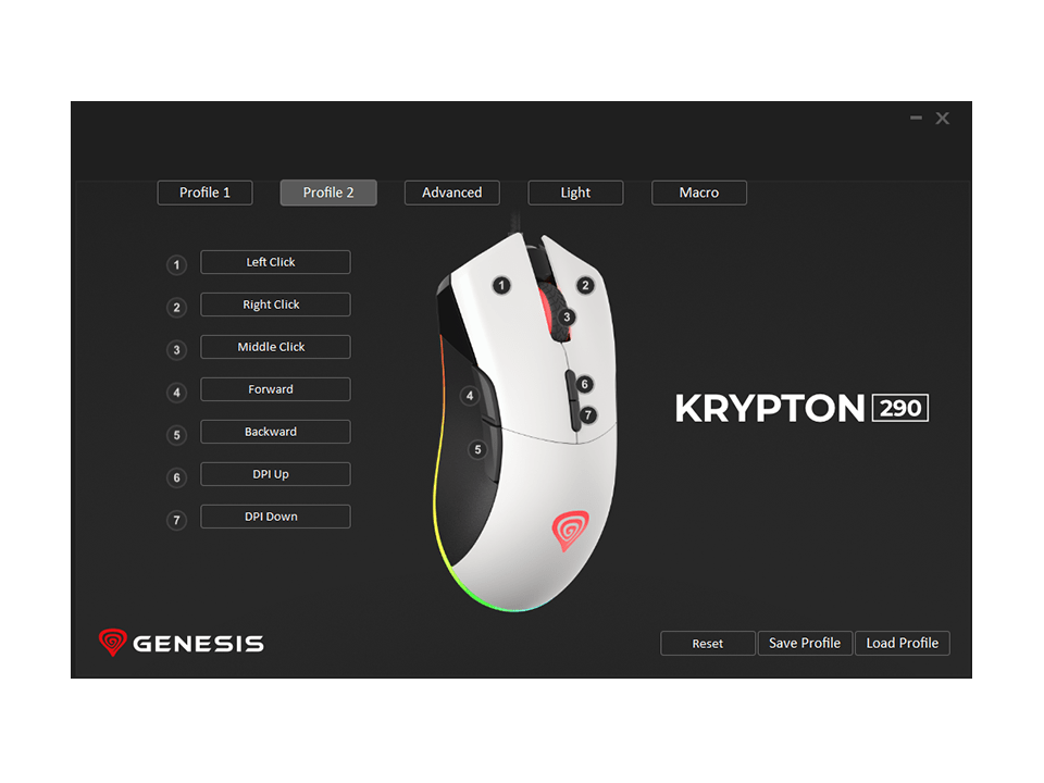 Mysz gamingowa podświetlana GENESIS KRYPTON 290 dla graczy 6400DPI + oprogramowanie