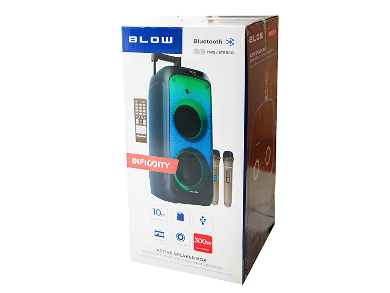 Głośnik przenośny kolumna Bluetooth Blow Infinity v2 + pilot + 2x mikrofon