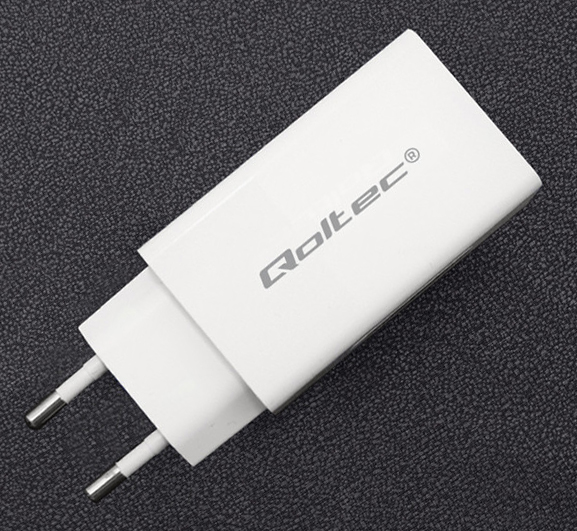 Ładowarka sieciowa Qoltec GaN FAST 65W 5-20V 3-3.25A USB-C PD - biała