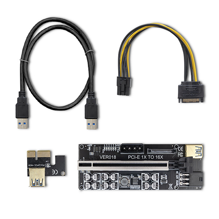 Riser PCI-E Qoltec 1x-16x USB 3.0 ver. 018 SATA / PCI-E 6pin