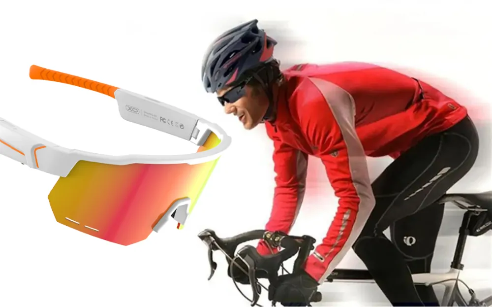 Sportowe okulary przeciwsłoneczne Bluetooth XO E8 UV400 nylonowe z mikrofonem białe